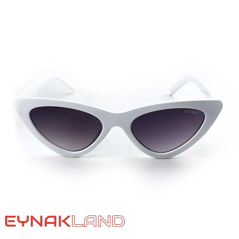 عینک آفتابی دخترانه سفید گربه ای مثلثی - جلوی عینک